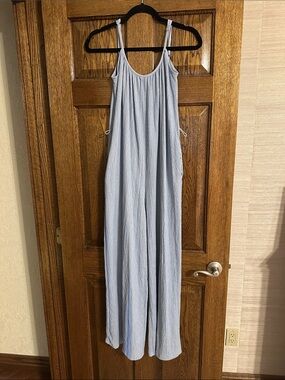 H&M Light Blue Spaghetti Strap Jumpsuit